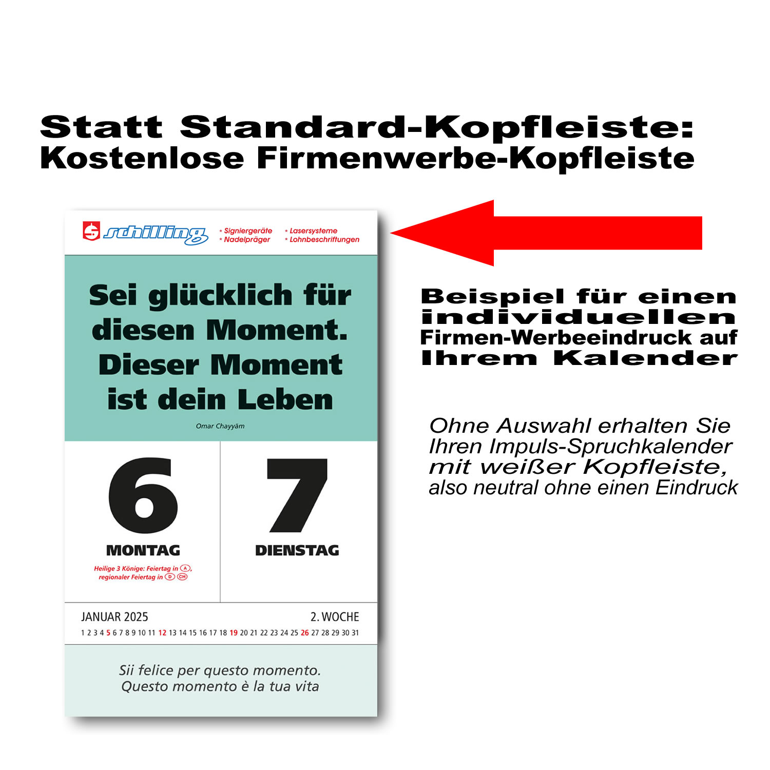 IMPULS-Zwei-(2)Tagesspruch Kalender Saison 2026 - DOPPIO *