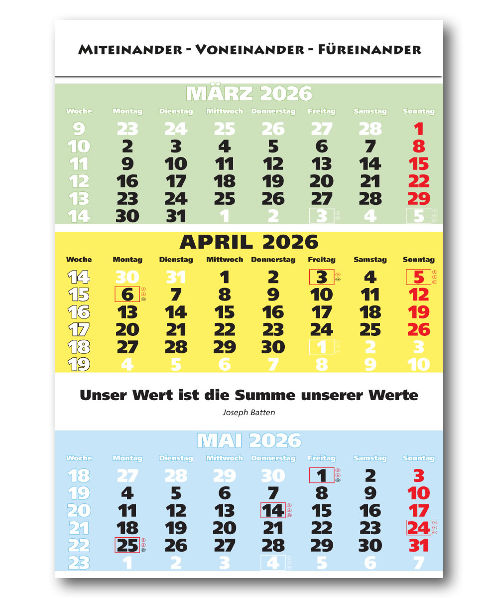 IMPULS-3-Monatsspruch Kalender 2026 *