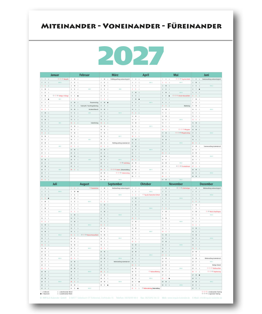 IMPULS-3-Monatsspruch Kalender 2026 *