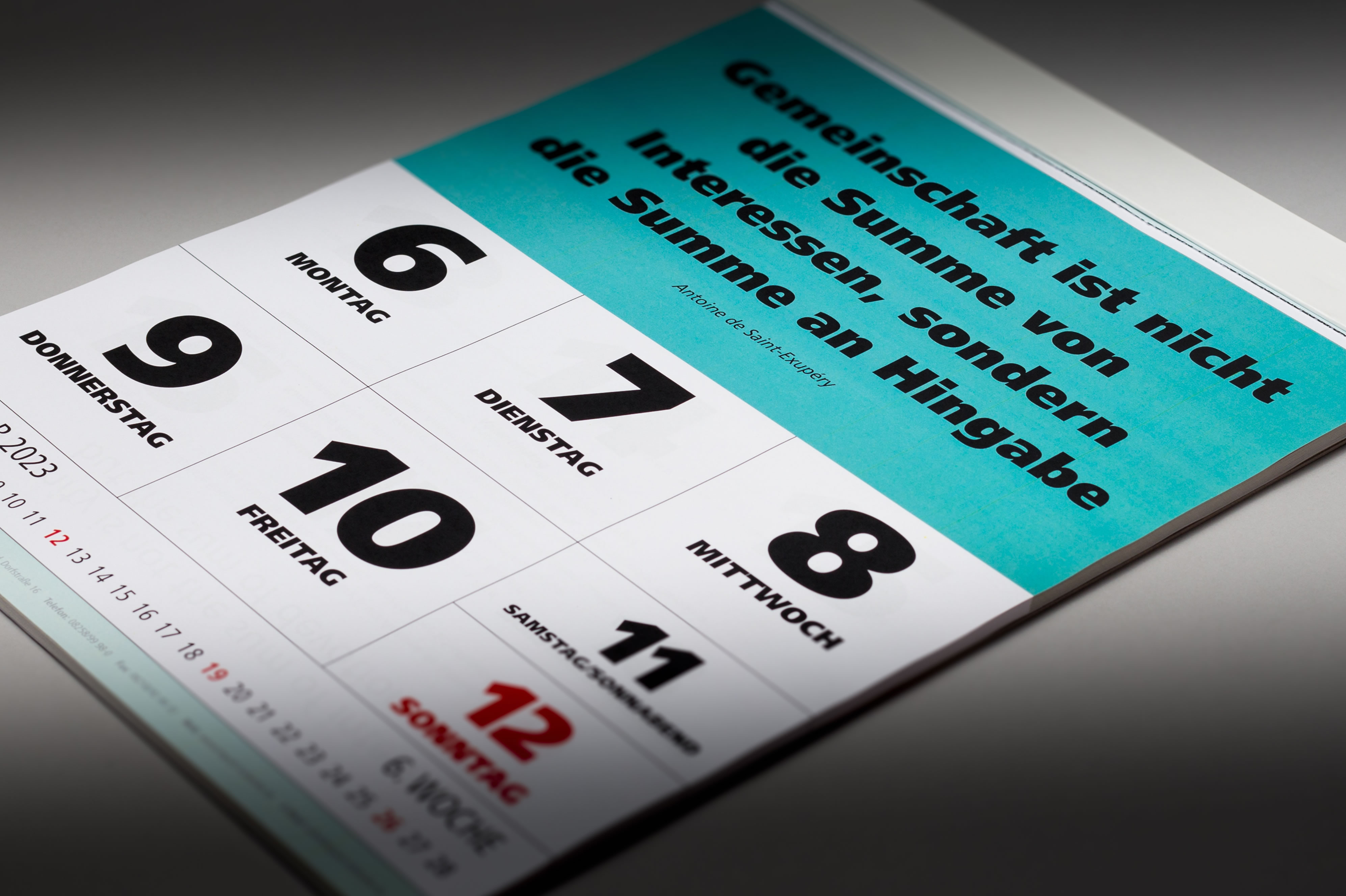 Wochenspruch-Kalender von Impulskalender GmbH - Wandkalender englische Übersetzung Mondphasen Namenstage Autoreninfo
