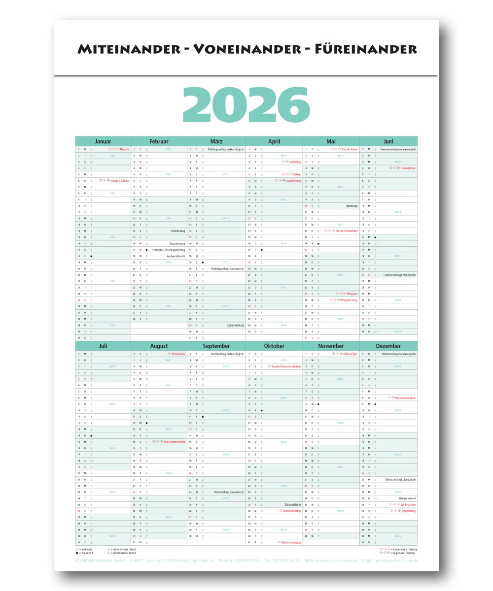 IMPULS-3-Monatsspruch Kalender 2026 *