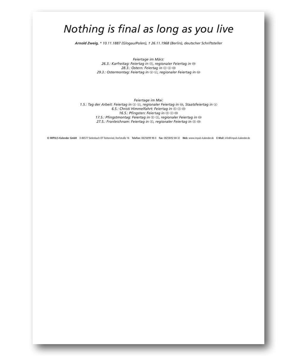 IMPULS-3-Monatsspruch Kalender 2027 *