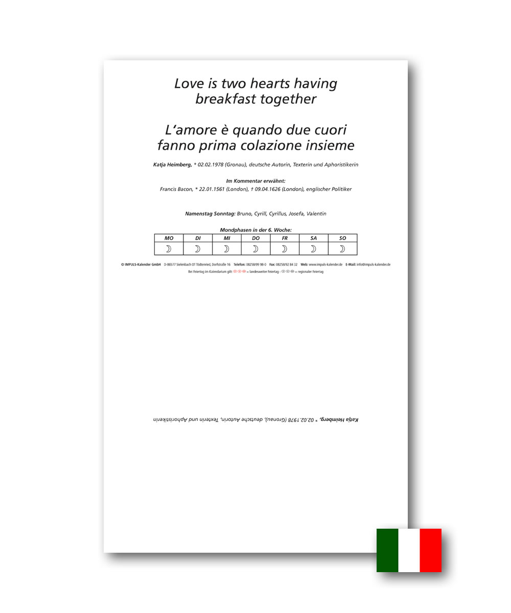 IMPULS-Zwei-(2)Tagesspruch Kalender Saison 2027 - DOPPIO *