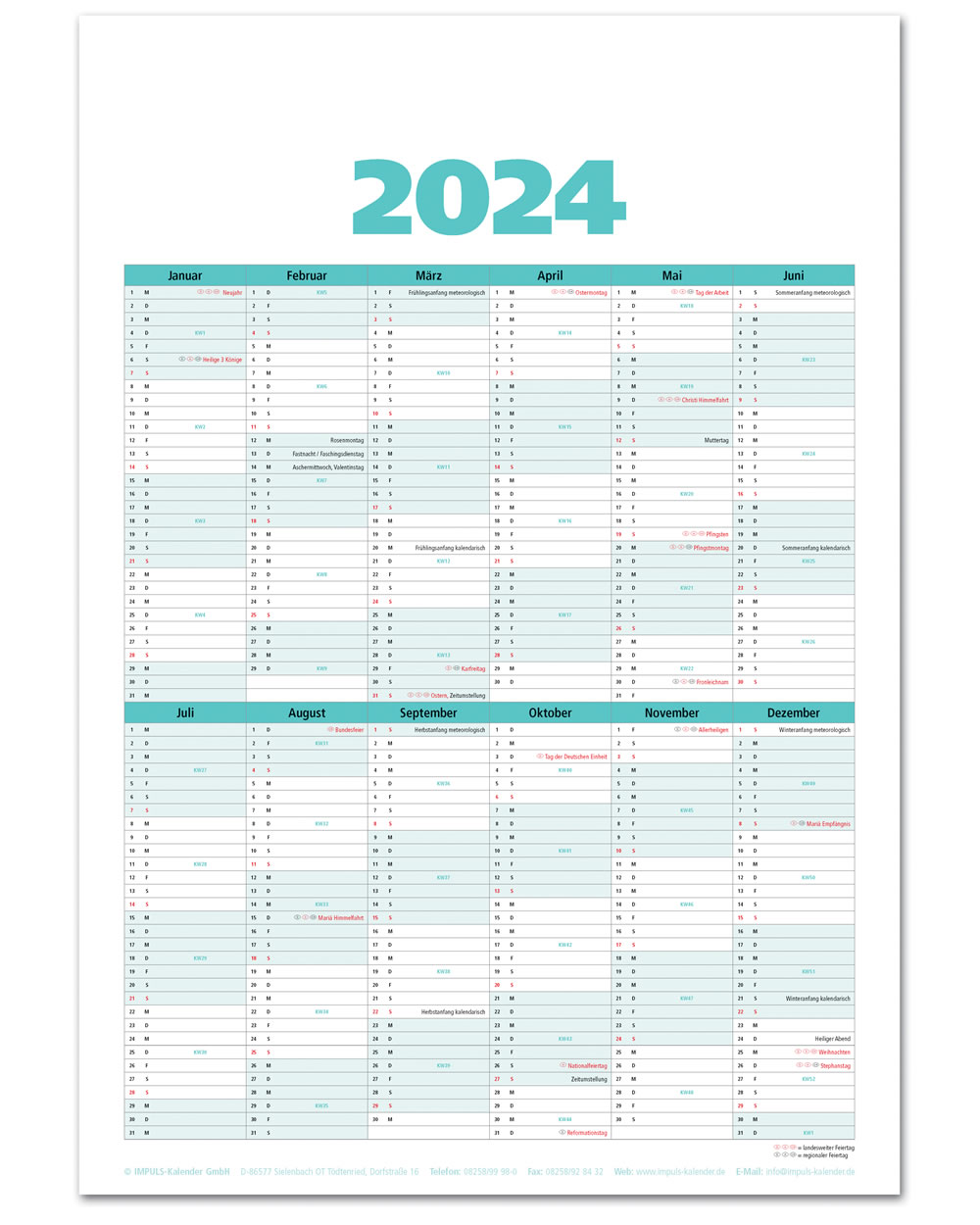 IMPULS-4-Monatsspruch Kalender Saison 2024 *