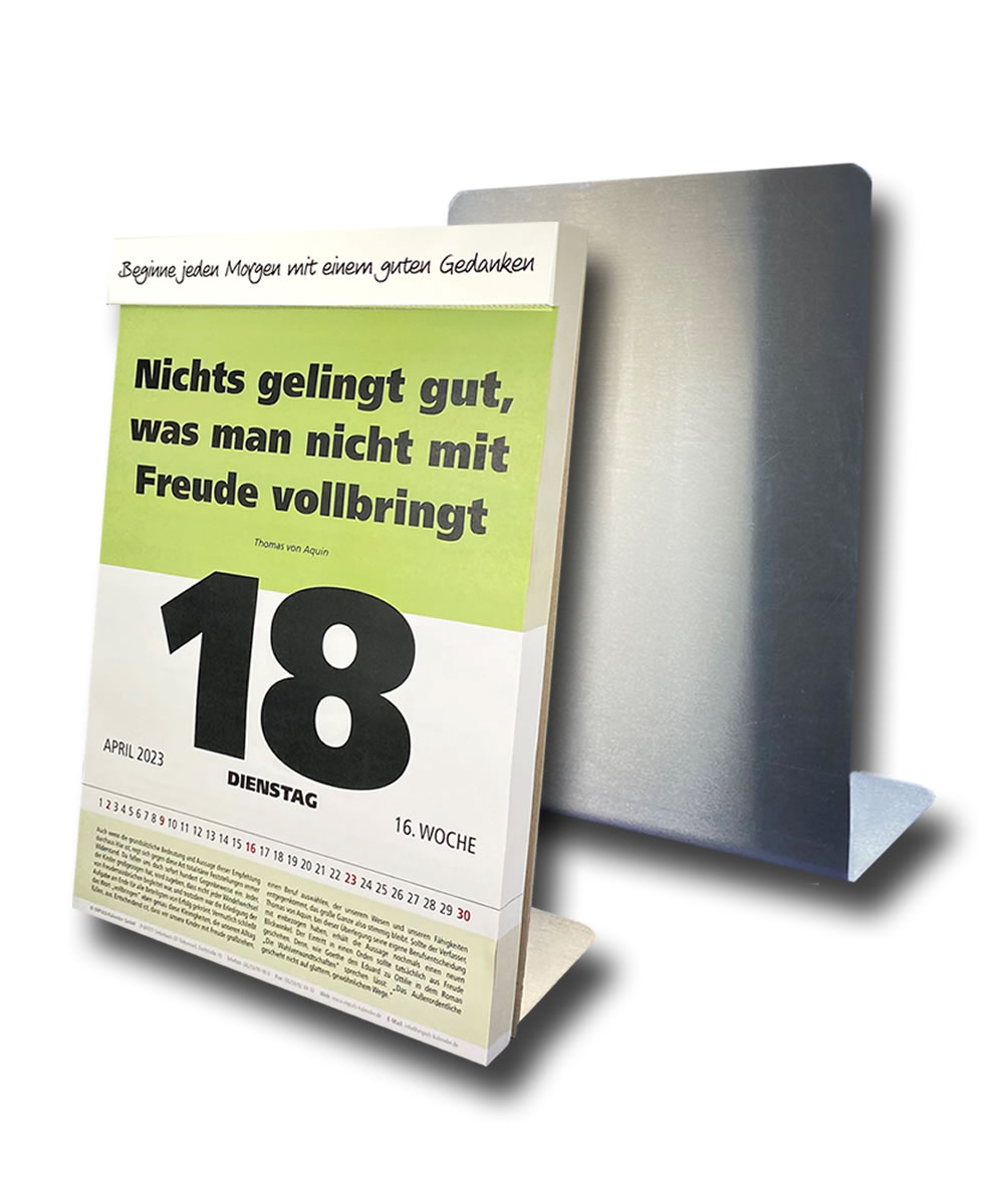 Preisgünstiger Aufsteller für Ihren Impuls-Tagesspruch-Kalender von Impuls-Kalender GmbH