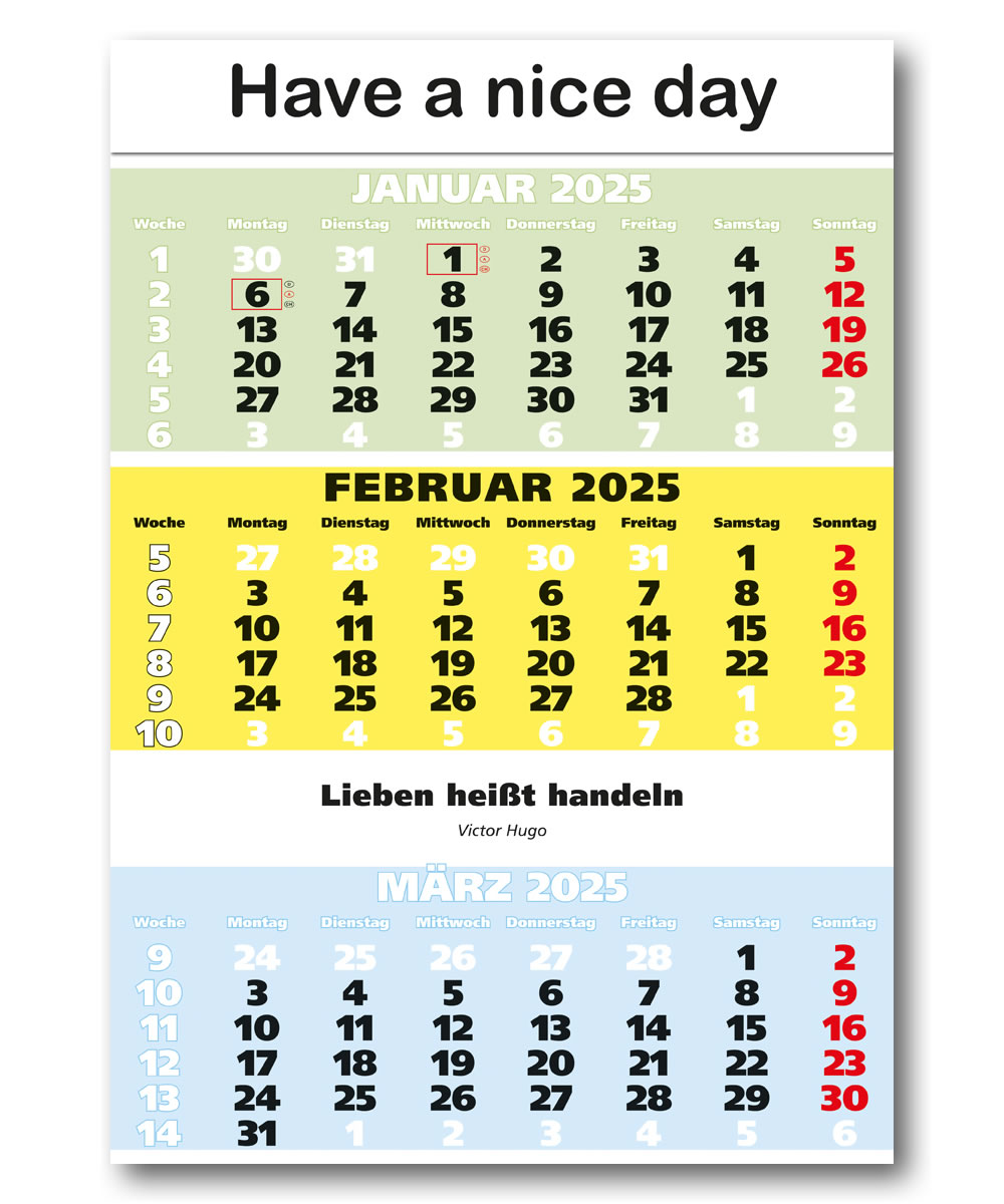 Impuls 3-Monatsspruch Kalender 2025 Leitspruch Zitate Sprüchekalender 