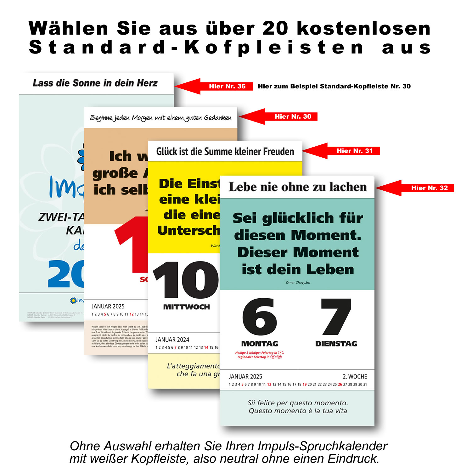 IMPULS-Zwei-(2)Tagesspruch Kalender Saison 2026 - DOPPIO *